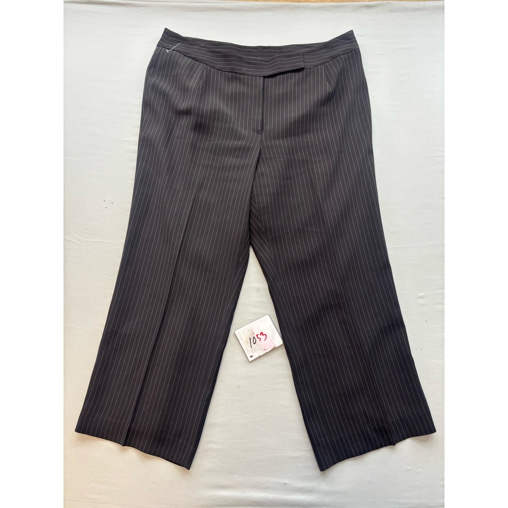 Black Pinstripe Wide Leg Dress Pants Plus Size 16W Lined Trousers Office Wear
